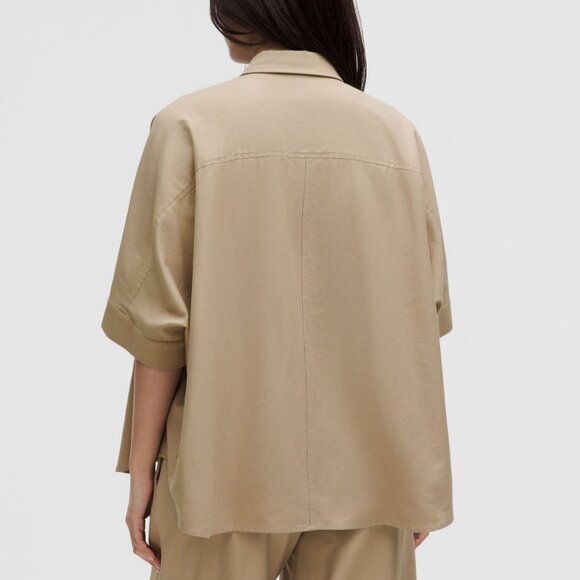 LuluLinen Relaxed Button-Up Sheer Oak - Picture 3 of 5